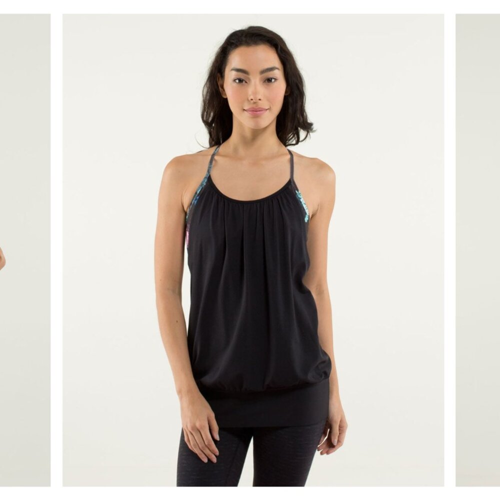 Lululemon No Limits Tank Black / Petal Pop Multi size 4 - Picture 2 of 7